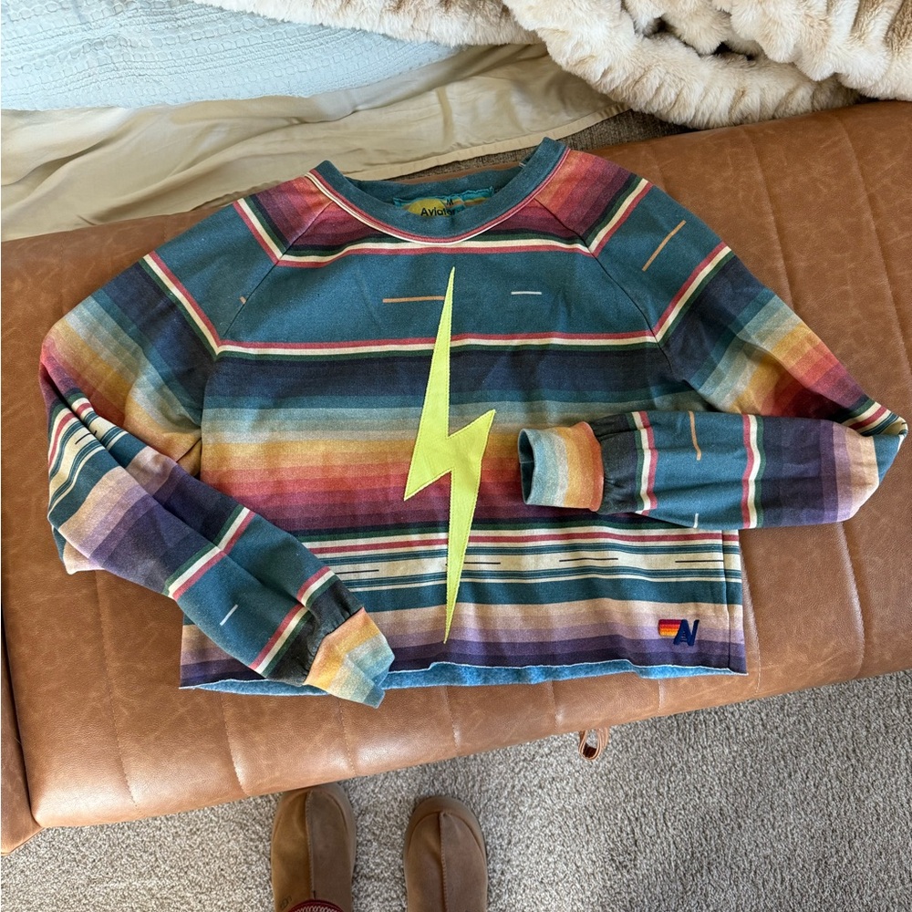 Aviator Nation cropped sweater lightning bolt excellent